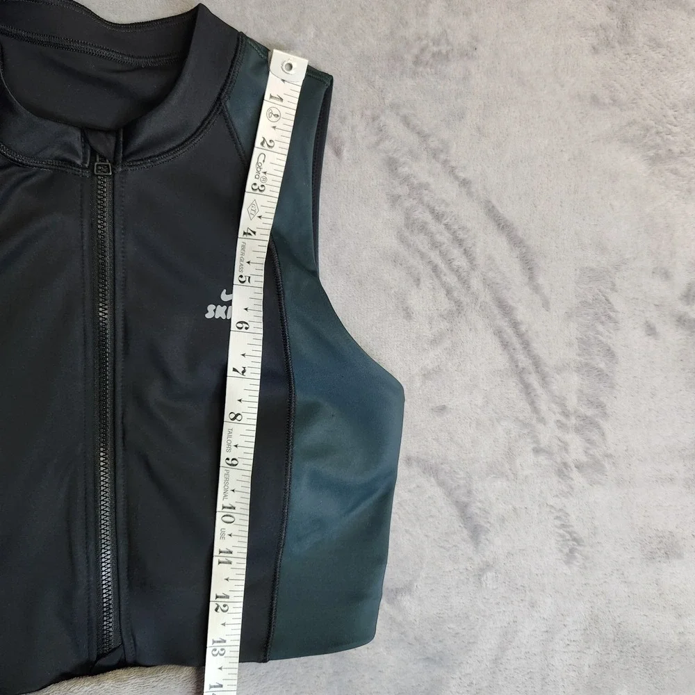 New Nike Skims Shine Color Block Zip Up Bra Obsidian Dark Teal Size XS Top